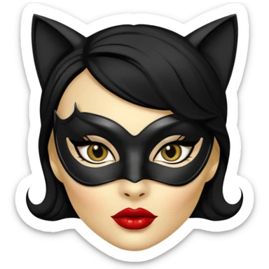 Cat woman goldish skin black eyes with black eyeliner dark hair big lips  sticker