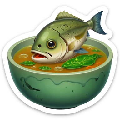disgusting watery soup, fish head floating sticker