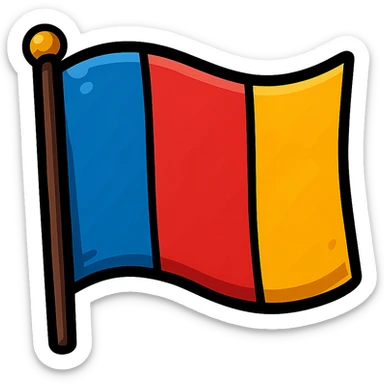 flag with three vertical bands: blue, red, and yellow, vibrant style, no text sticker