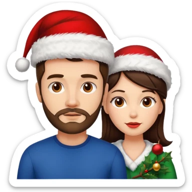 SCOTTISH MAN WITH STUBBLE AND BRUNETTE WOMAN WITH XMAS HAT sticker