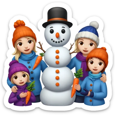 people making a snowman sticker