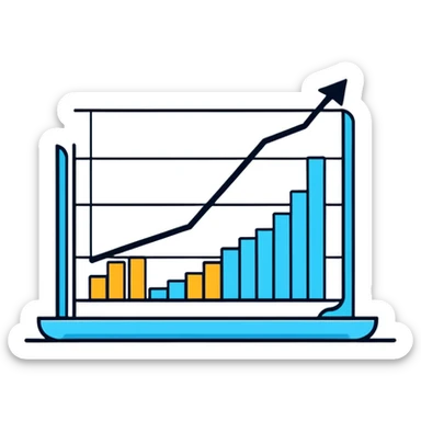 business analytics graph with upward trend sticker