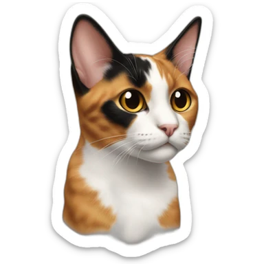 Calico cat brown on right ear black on left ear  sticker