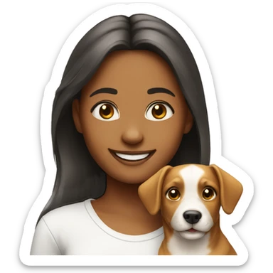 girl with dog smiling sticker