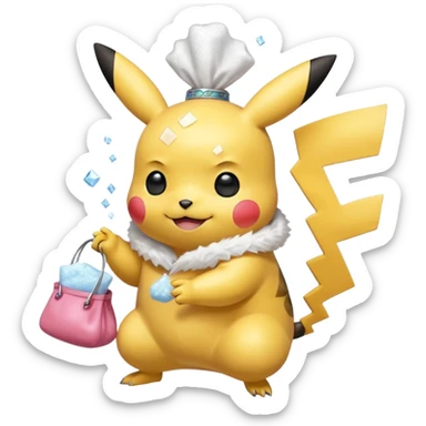 pikachu with transparent bag of white powder in hands sticker