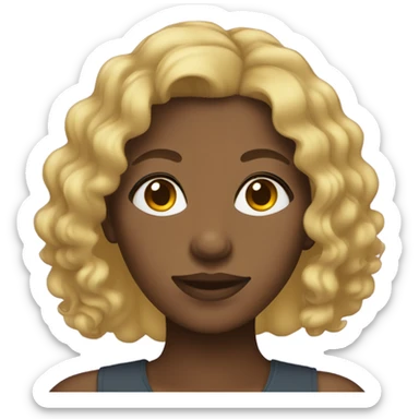 Medium dark skin woman with blonde curly hair sticker