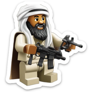 osama bin laden playing with lego sticker