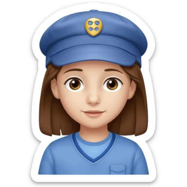 Une fille qui s’appelle Angèle aux cheveux marrons de neuf ans, qui adore les Capi, barra et aux yeux gris sticker