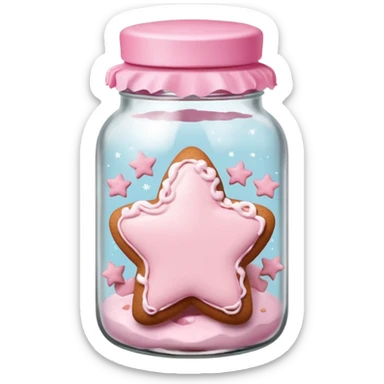 pastel pink christmas gingerbread cookies in jar with pink lid and a star sticker