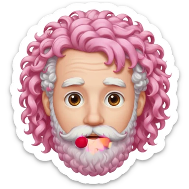 very white bearded pink curly haired  sticker