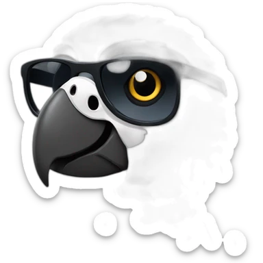 African grey parrot wearing black sunglasses sticker