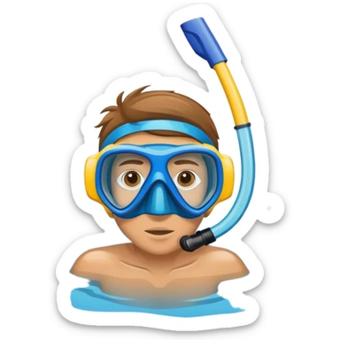 person snorkeling with mask and snorkel in blue water sticker