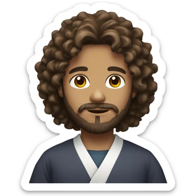 young sensei with brown long curly hair and beard sticker