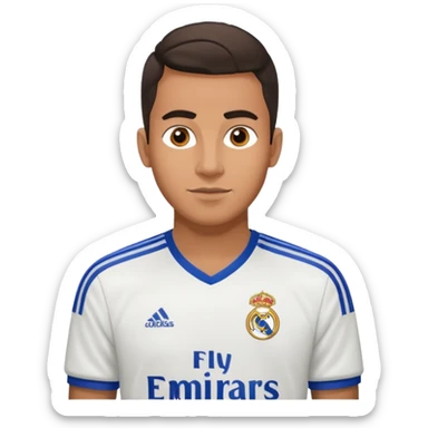 Latin male wearing adidas real madrid jersey sticker