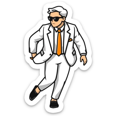 Person in fancy clothes sneaking into wedding party sticker