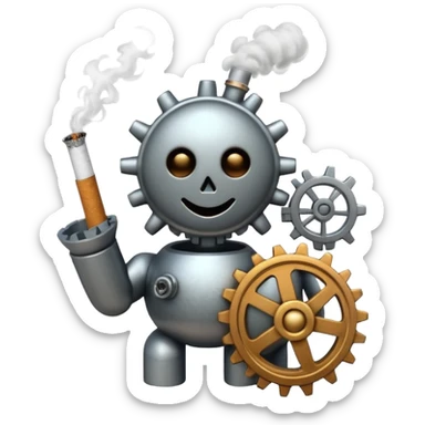 A cog smoking a cigarette sticker