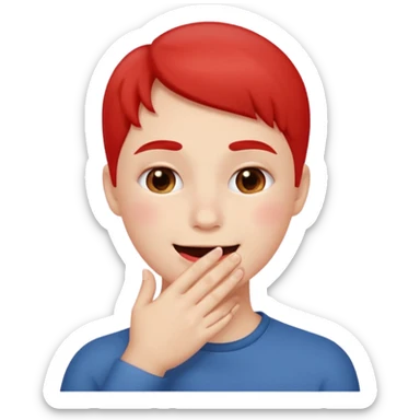 Hand over mouth with blushed cheeks more redness on cheek and smiling  more more redness  sticker