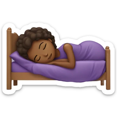 brown girl sleeping in a purple bed sticker