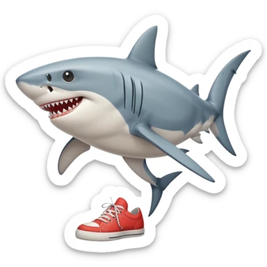 a shark with legs wearing shoes sticker