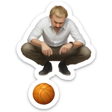 a russian man drawing a ball in the floor  sticker