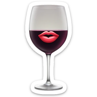 Wine glass with lips sticker
