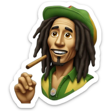 Bob Marley avec un joint canabis sticker