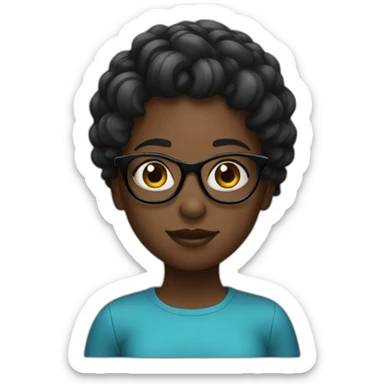 a black wavy black long girl wich glasses sticker