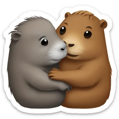 Cute capybara and otter hugging sticker
