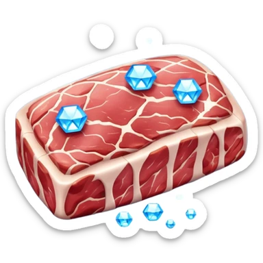 Meat with diamond textur and blue color sticker