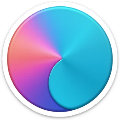 
One  Rotate 55 degree  coin color in in gradient of turquoise, blue, pink, purple, and coral sticker