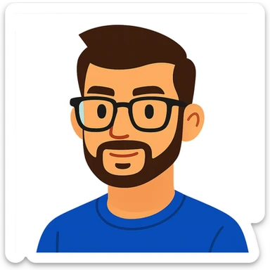 male with glasses, French cut hairstyle, brown hair sticker