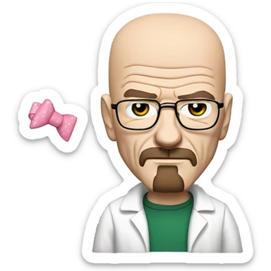 walter white with a hello kitty bow sticker