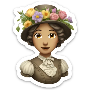 victorian lady  with flowers sticker