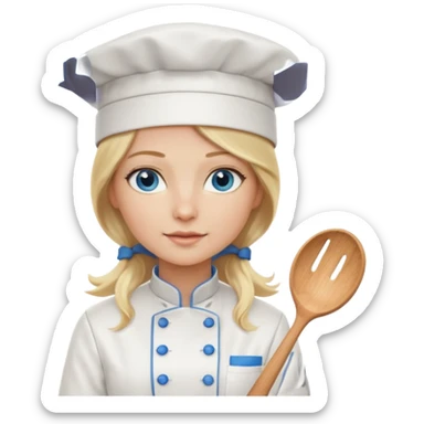 Long Blonde hair blue eyed female chef sticker