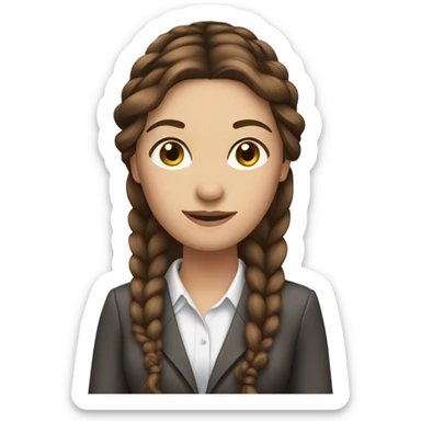 business woman long straight brown hair braid sticker