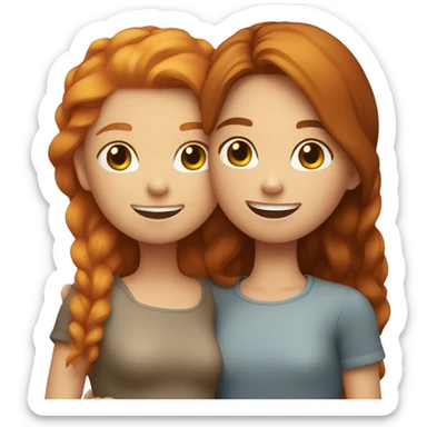 ginger girl and brunette girl hugging  sticker