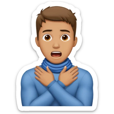 guy crossing his arms around his neck screaming sticker