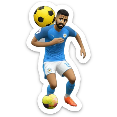 mahrez tirant dans un ballon sticker