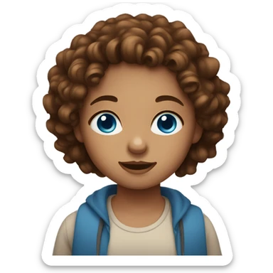 Girl with blue eyes and brown curly hair sticker