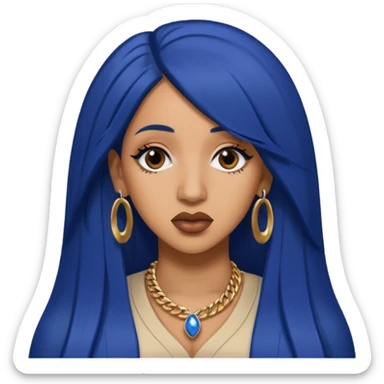 Cardi B with long dark blue hair  sticker