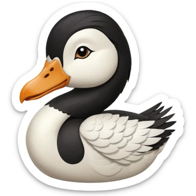 goose with long black hair and swoop bangs sticker
