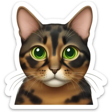 tortoiseshell cat with big green eyes sticker