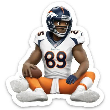 NFL football player, Denver broncos, in the end zone  sticker