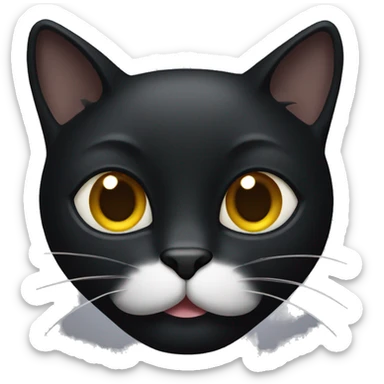 Black cat with white patch corner mouth sticker