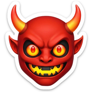 A red demon that is LED and black and is glowing sticker