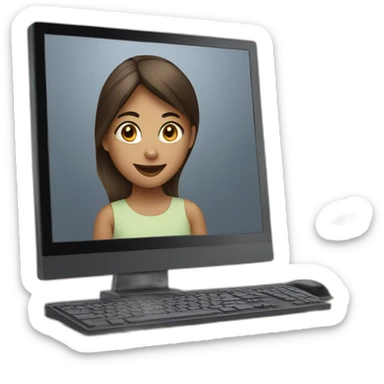 girl on the computer monitor sticker