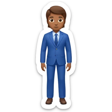 man with brown hair in blue suit whole body sticker