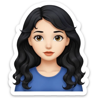 Beautiful girl,Black hair,wavy hair，long hair,Black eyes  sticker