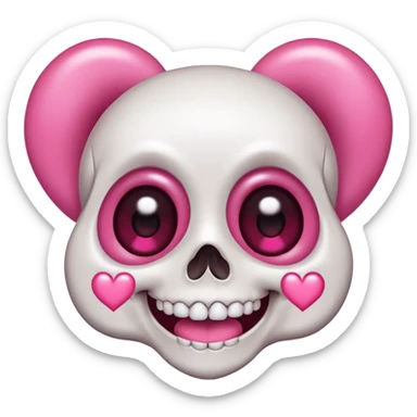 
Cute kawaii skull with a heart shaped nose and eyes are shaped as hearts cartoon -style/cute and transparent for a sticker sticker