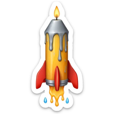 THe candle emoji on a 45* rocket sticker